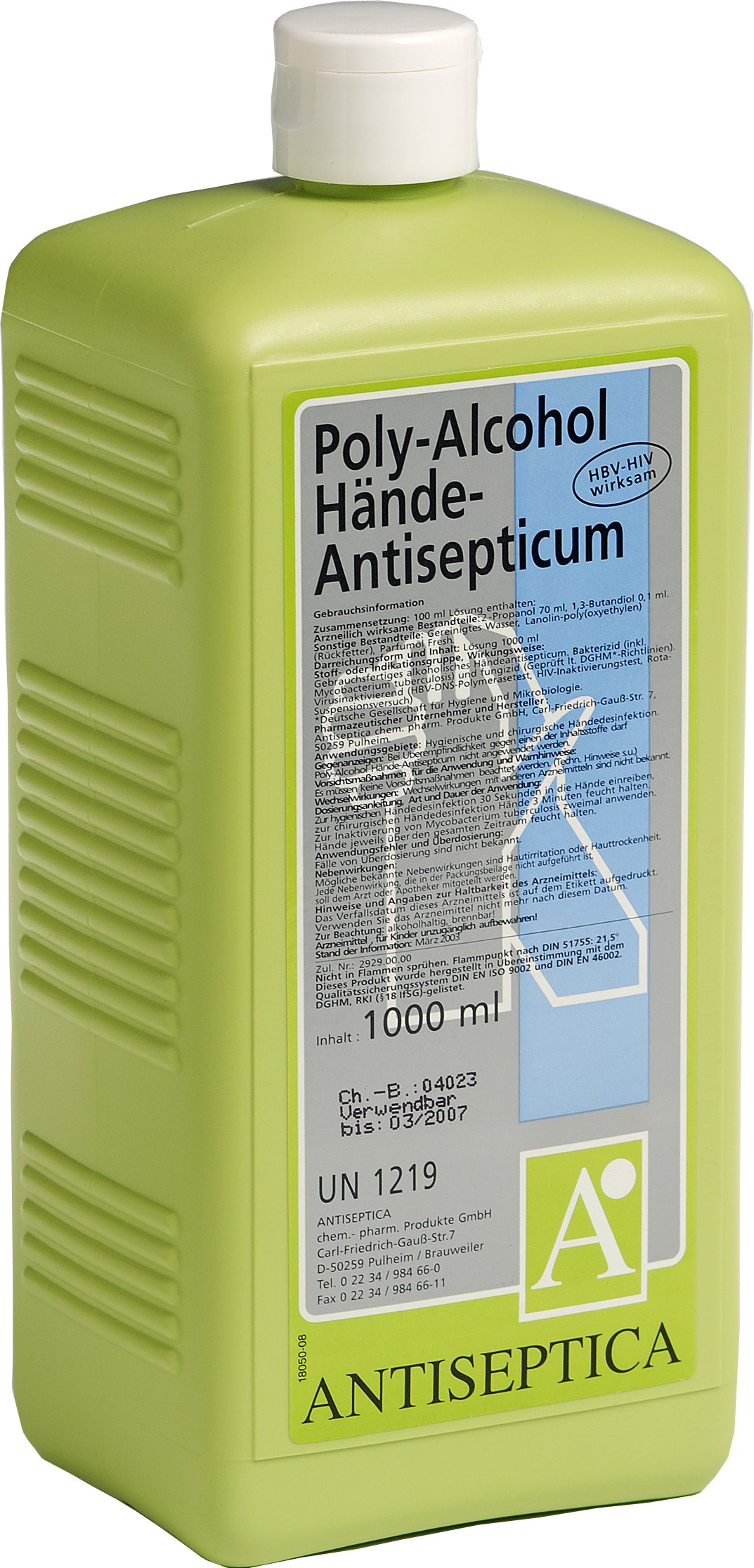 Poly Alcohol Hände, Händedesinfektion 1000 ml Flasche