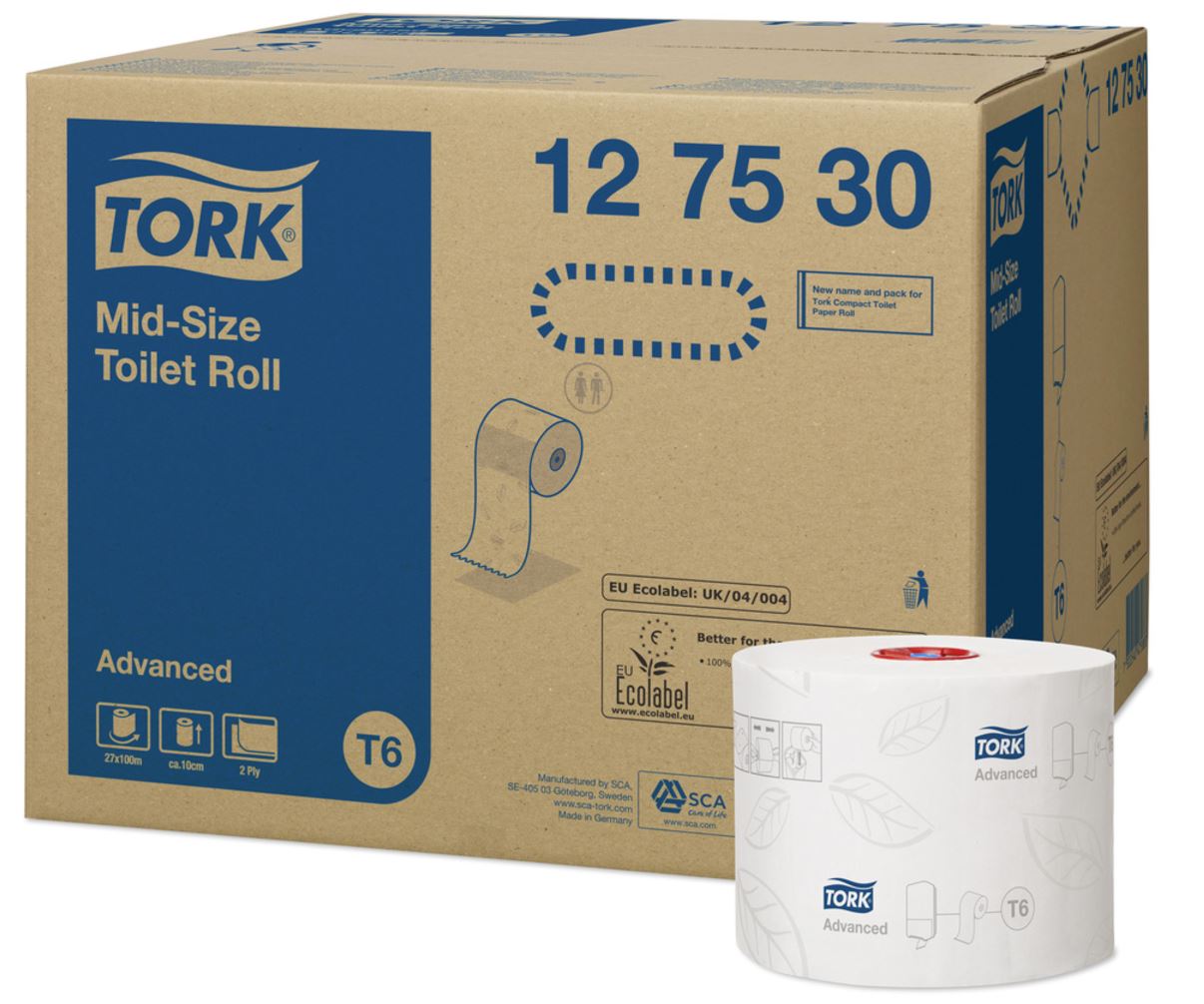 Tork Toilettenpapier Midi Rollen 127530, 2-lagig